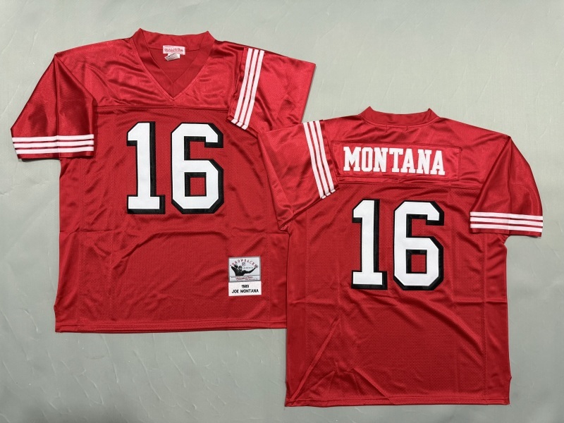 Men 2025 San Francisco 49ers #16 Montana red Throwback Limited NFL Jersey style 002
